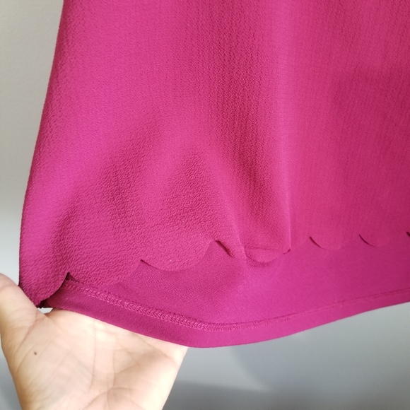 Elle Sleeveless Scalloped Trim Top Womens Pink Med Blouse - Picture 5 of 9